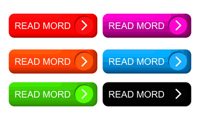 Read More colorful button set with icons Web Isolated on white background. Vector Illustration.