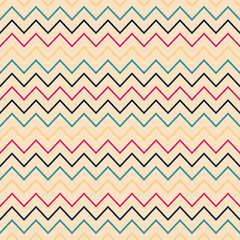 Vector zigzag seamless striped pattern - retro minimalistic design. Colorful linear background