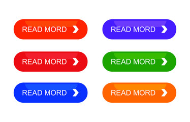 Read More colorful button set with icons Web Isolated on white background. Vector Illustration.