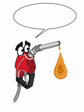 cute characters and speech bubble pump fuel pump cartoon illustration  drawing and dripping oil and dolars money symbol - Illustration Stock  Illustration | Adobe Stock