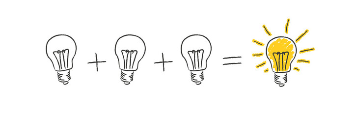 Glühbirne Konzept Teamwork - Nachdenken Idee Innovation