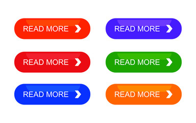 Read More colorful button set with icons Web Isolated on white background. Vector Illustration.