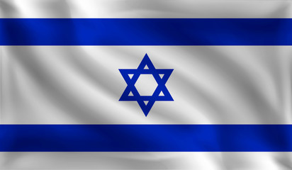Waving Israeli's flag, the flag of Israel, vector illustration