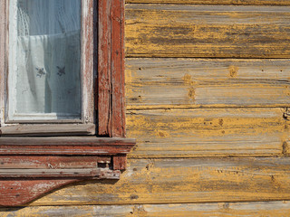 The old window of old wooden house.