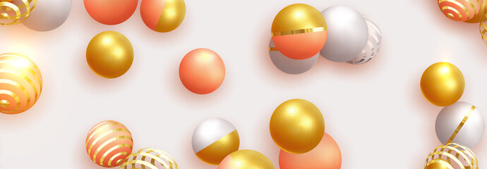 Objects 3d shape gold and silver ball