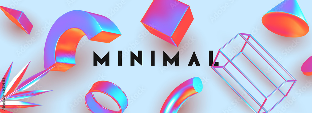 Poster objects 3d shape vector minimal poster.