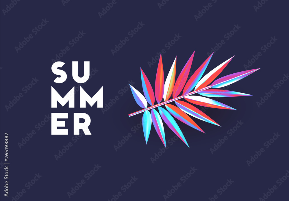 Poster background with palm leaves branches of gradient color