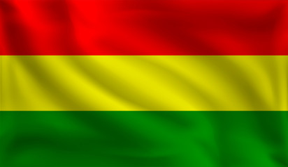 Waving Bolivian flag, the flag of Bolivia, vector illustration