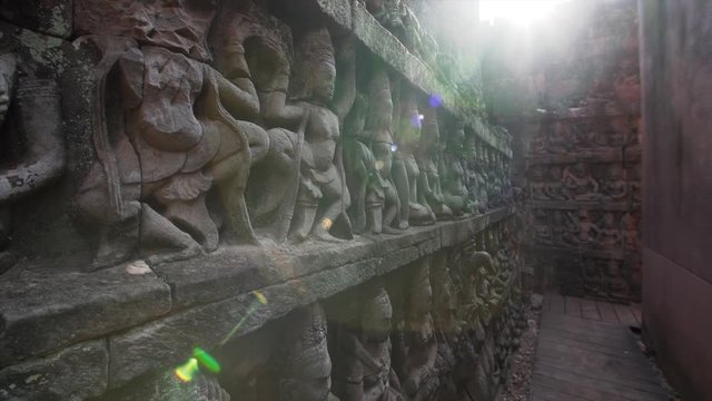Amazing bas-reliefs of the Terrrace of the Leper King located in the northwest corner of the Royal Square of Angkor Thom, Cambodia.