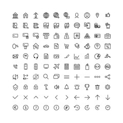 Set icons bank. Thin line, icons for a design business, finance, and accounting, for mobile concepts and web apps. Collection modern infographic logo and pictogram.