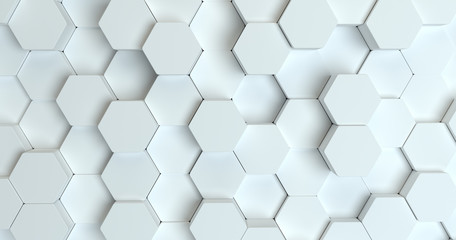 Abstract technological hexagonal background. 3d rendering. Geometric pattern. Graphic design elementfor wallpaper. Modern business card template
