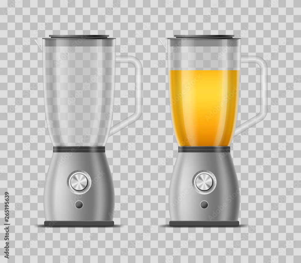 Poster Realistic 3d Detailed Juicer Blender Set. Vector