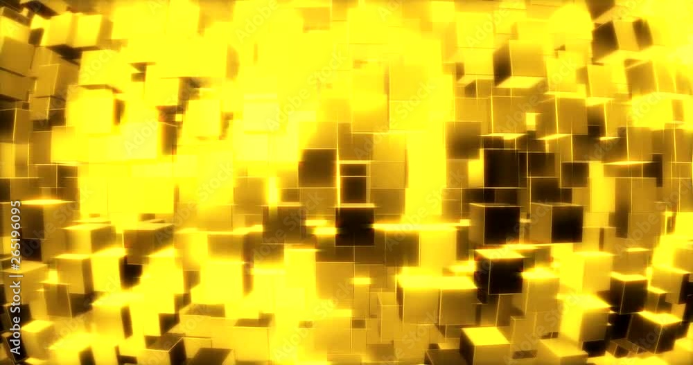 Aufkleber abstract graphics background with golden cubes on a sphere. 3d rendering