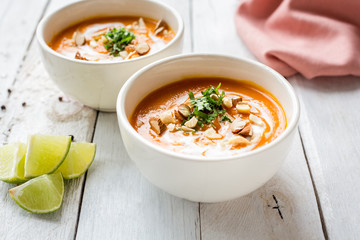 Tomato soup with nuts