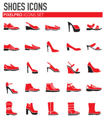 Obraz premium Shoes icons set on background for graphic and web design. Simple vector sign. Internet concept symbol for website button or mobile app.