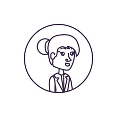 business woman elegant in frame circular