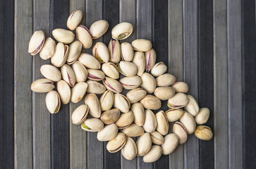 Healthy food  for background image close up pistachios nuts. Texture Nuts on top view mock up pistachio