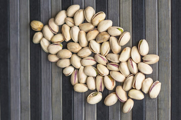 Healthy food  for background image close up pistachios nuts. Texture Nuts on top view mock up pistachio