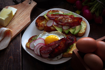 open face breakfast sandwich