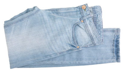 Light blue jeans. Isolated on white background.