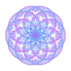 Color mandala, optical illusion, pattern, circular geometric pattern, spirogram. Oriental pattern. Vector illustration on isolated background.