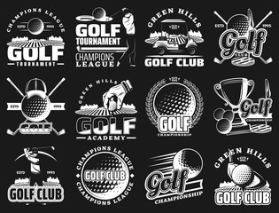 Golf club championship, sport league badge icons