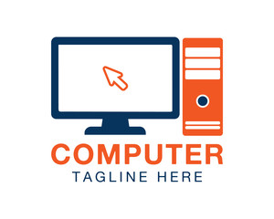 Computer logo with Monitor and CPU symbol