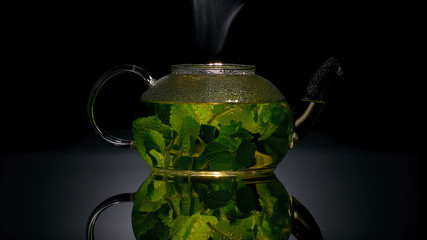 teapot with green tea