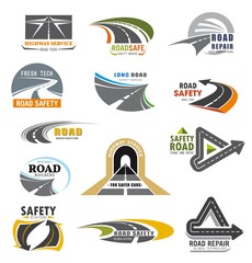 Road icons, building and construction company