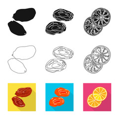 Vector illustration of food  and raw  sign. Collection of food  and nature   stock symbol for web.