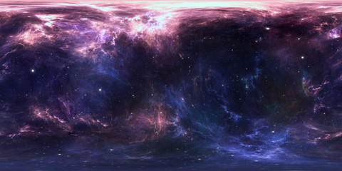 360 degree space nebula panorama, equirectangular projection, environment map. HDRI spherical panorama. Space background with nebula and stars © Peter Jurik