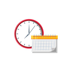 clock time with calendar isolated icon