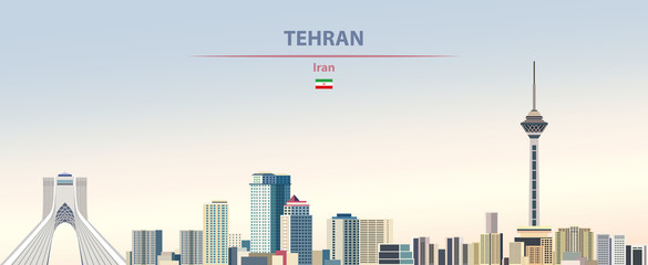 Tehran city skyline on colorful gradient beautiful daytime background vector illustration