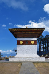 The 108 memorial chortens or stupas known as Druk Wangyal Chortens at the Dochula pass, Bhutan.
