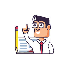 businessman elegant with pencil and document