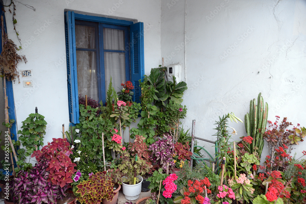 Sticker Blumen an einem Haus auf Kreta