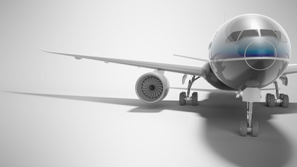 Fototapeta na wymiar Aviation passenger plane isolated 3d render on gray background with shadow