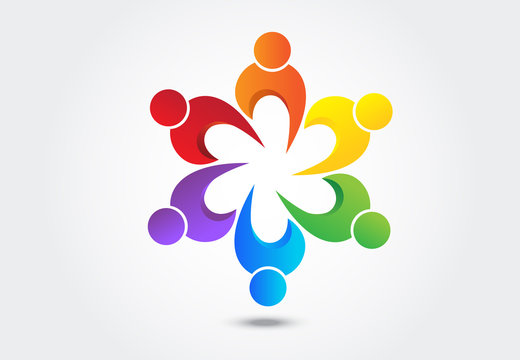 Logo teamwork unity people vector image