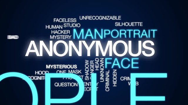 Anonymous animated word cloud. Kinetic typography.