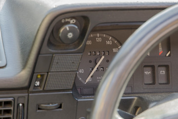 Fototapeta premium View of the dashboard of a cadet e cabriolet from 1987