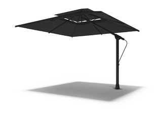 Summer restaurant umbrella 3d render on white background with shadow