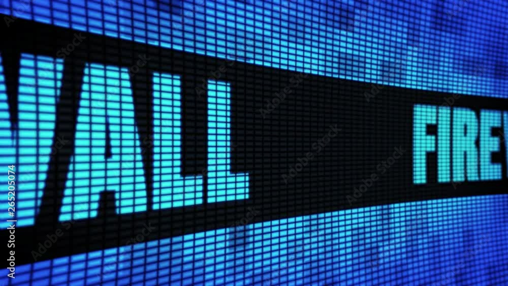 Aufkleber firewall side text scrolling on light blue digital led display board pixel light screen looped anima