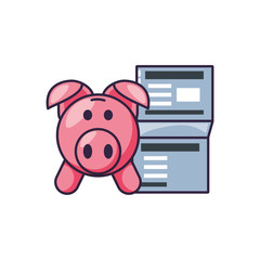 piggy bank with document