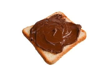 Сhocolate paste sandwich isolated on white background.