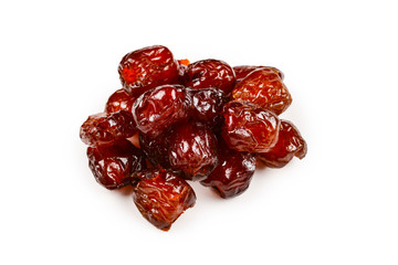 Dried dates isolated on white background.