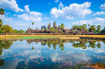 Naklejka premium Ancient temple complex Angkor Wat, Siem Reap, Cambodia.