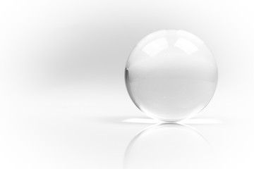 Crystal Ball Marbles glass transparent on white background - obrazy, fototapety, plakaty