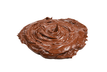 Chocolate cream isolated on white background.