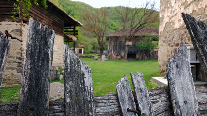 wooden fence and ancient house