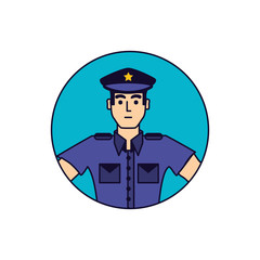 police officer in frame circular